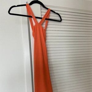70's inspired Orange, form fitting mini dress- Naked Wardrobe